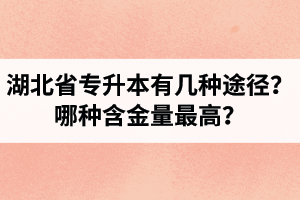 湖北省專升本有幾種途徑？哪種含金量最高？