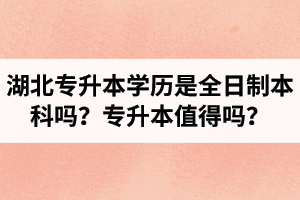 湖北專升本學(xué)歷是全日制本科嗎？專升本值得嗎？