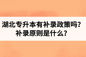 湖北專升本有補(bǔ)錄政策嗎？補(bǔ)錄原則是什么？