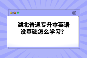 湖北普通專升本英語沒基礎怎么學習？
