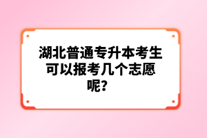 湖北普通專升本考生可以報考幾個志愿呢？