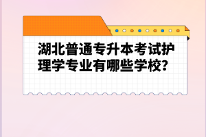 湖北普通專升本考試護(hù)理學(xué)專業(yè)有哪些學(xué)校？