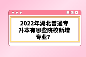 2022年湖北普通專升本有哪些院校新增專業(yè)？