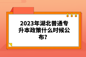 2023年湖北普通專升本政策什么時候公布？