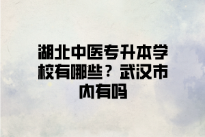武漢有可以報中醫(yī)類專業(yè)的湖北普通專升本學(xué)校嗎？