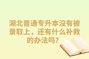 湖北普通專(zhuān)升本沒(méi)有被錄取上，還有什么補(bǔ)救的辦法嗎？