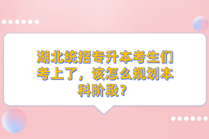湖北統(tǒng)招專升本考生們考上了，該怎么規(guī)劃本科階段？